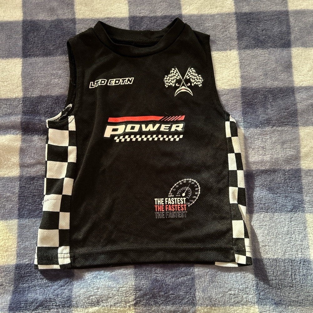 Wonder Nation Black Checkered Kids Tank Top